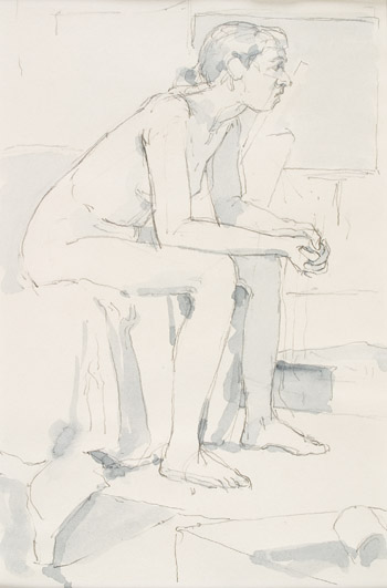 Rachel seated by Frederick Ortner